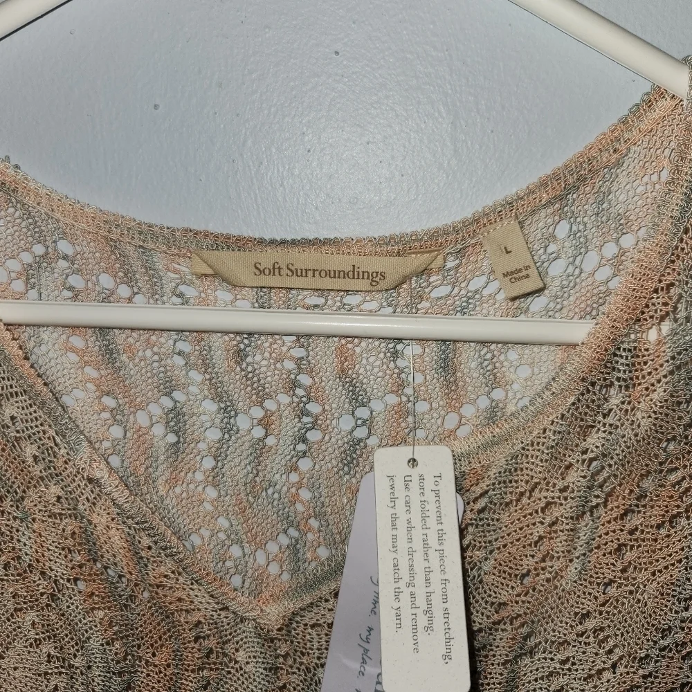 NWT Soft Surroundings Sheer Tunic Murano Sweater Pink Cedar